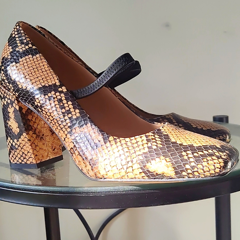 Franco Sarto blac and camel shoe